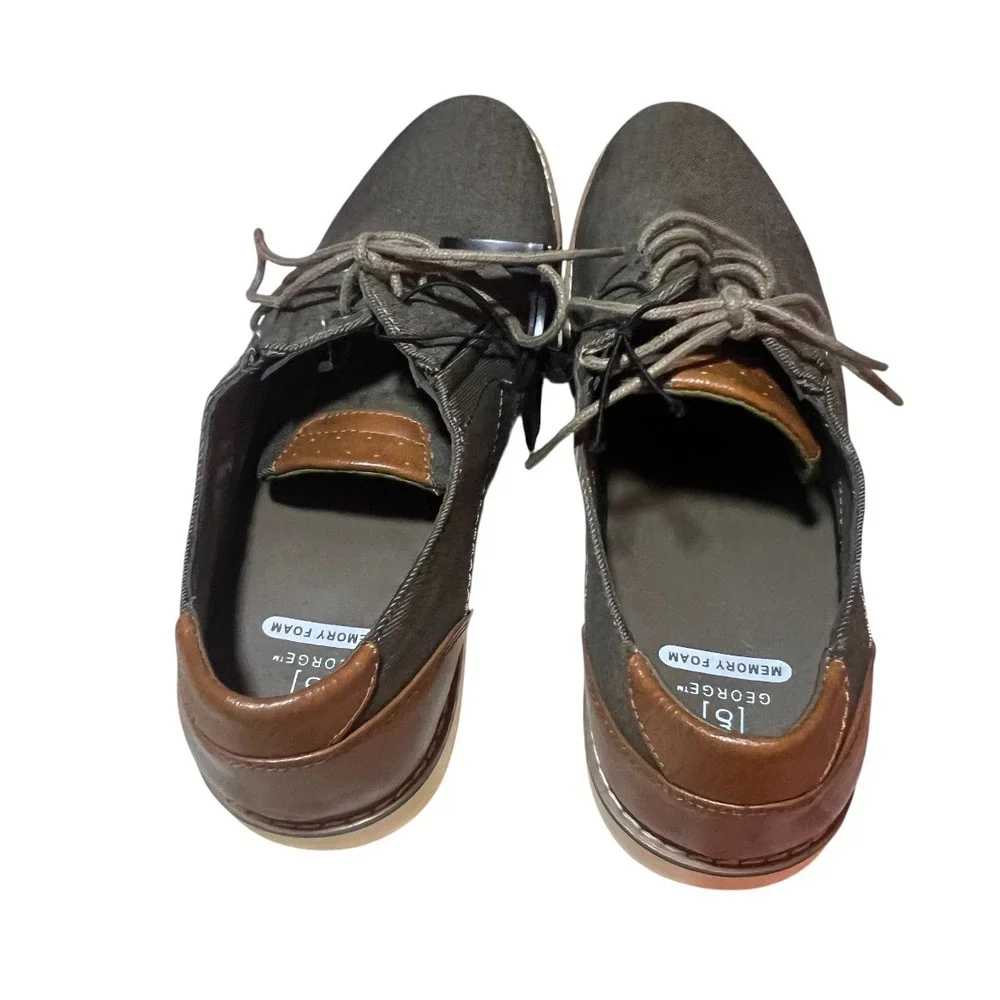 George Mens Dress‎ Shoes Size 12M Brown Fabric Upper Memory Foam Oxfords NEW